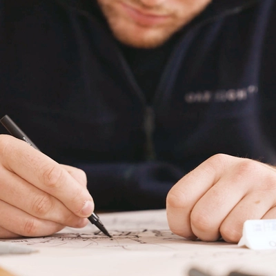 Person checking building regulations