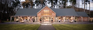 Exterior of a timber framed wedding venue