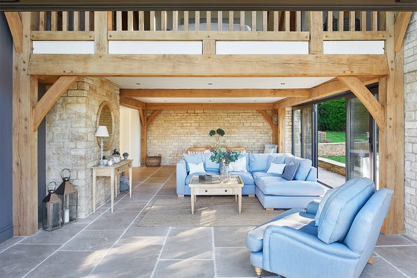 oak frame extension with sofa suite