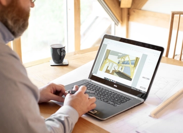 Frame design plan on laptop screen