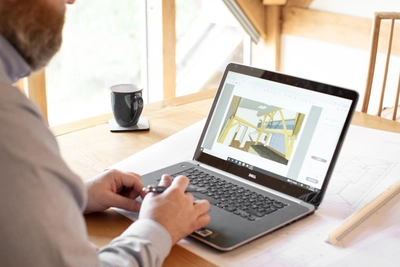 Frame design plan on laptop screen