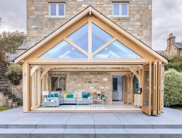 folded doors opening to a garden