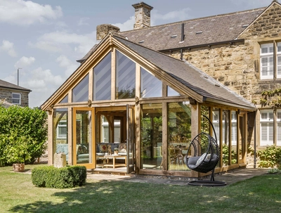 An oak framed sunroom