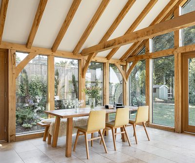 dining table inside a sunroom
