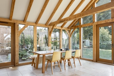dining table inside a sunroom
