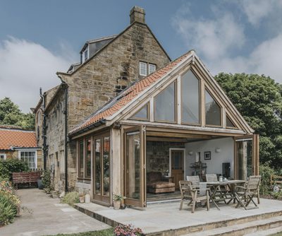 outdoor lounge area outside of an extension