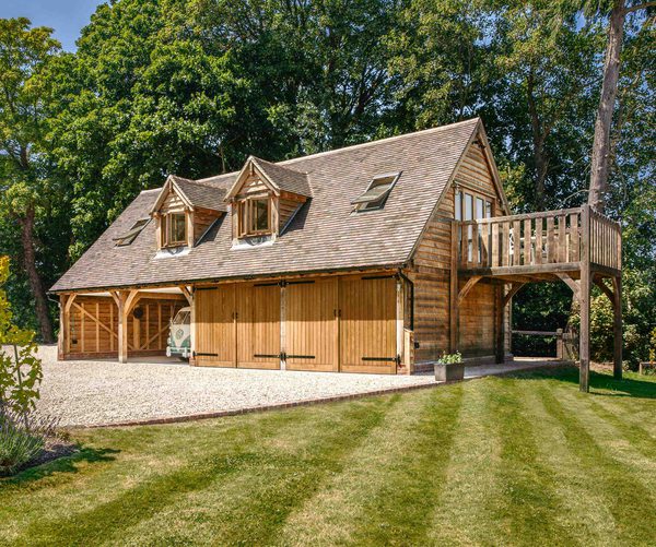 Oak frame 4 bay room above garage