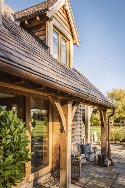 Front of an oak barn